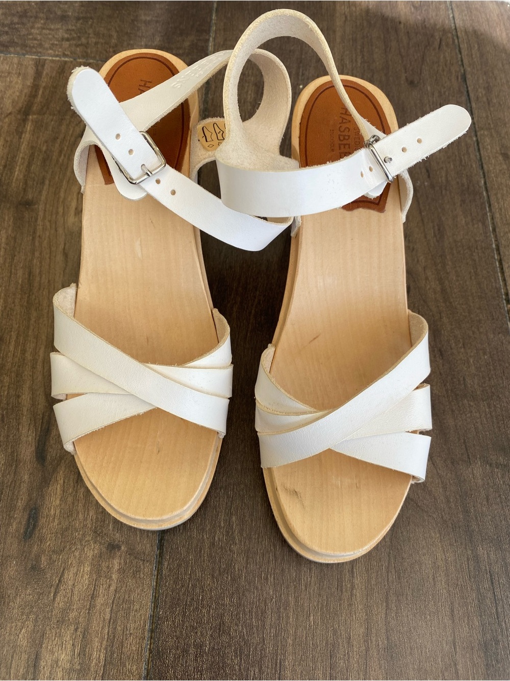 Swedish Hasbeens White Leather Sz 37